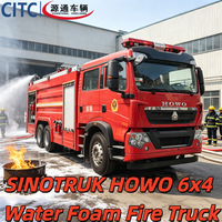 Camion de pompiers SINOTRUK HOWO 6x4 à eau et mousse pour lutte contre les incendies de liquides inflammables, débit élevé, durable