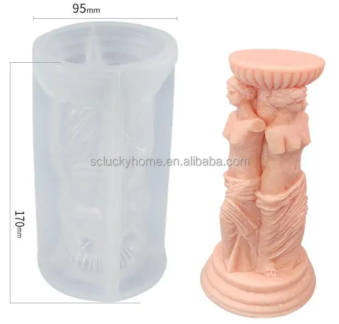 Kerzenform Polymer Lehm-Seifenformen römische Säulenform Wachsschmelz-Harz griechische David-Skulptur Silikon-Säulenform für Harz