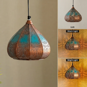 <b>Copper</b> <b>Lantern</b> Pendant Light Teardrop Shape Perforated Metal Home Decoration Durable Design - Product Image 5