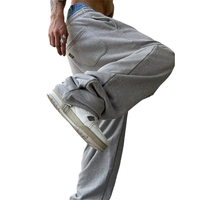 Streetwear hip hop jambe large double taille pantalons de survêtement bouton jeans y2k pantalons de survêtement empilés jogging causal grande taille pantalons pour hommes