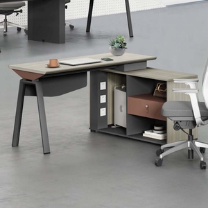 Modern <strong>Simple</strong> Style Office Desk Commercial Wooden Panel Computer Desk with Cabinet for Employees Modular <strong>Design</strong> - Product Image 1