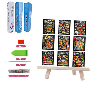 Plein foret 5D diamant peinture Art Hamburger <span class=keywords><strong>Pizza</strong></span> nourriture texte anniversaire cadeau paysage peinture Kits toile artisanat décor à la maison - Product Image 1