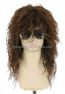 Peluca <span class=keywords><strong>de</strong></span> Cosplay <span class=keywords><strong>de</strong></span> Rocker <span class=keywords><strong>de</strong></span> Heavy Metal Punk <span class=keywords><strong>de</strong></span> los 80 para Hombre, <span class=keywords><strong>Disfraz</strong></span> <span class=keywords><strong>de</strong></span> Halloween con Gorra Ajustable Negra y 120% <span class=keywords><strong>de</strong></span> Densidad - Product Image 2