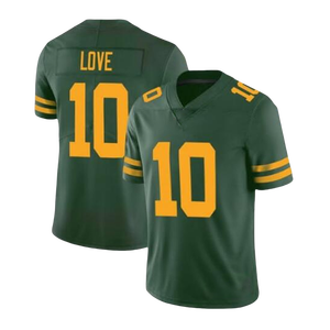 Jersey Sepak Bola Amerika Green Bay, Atasan Olahraga Bernapas, 10 JD Love, 8 Josh Jacobs, 4 Brett Favre, 33 Aaron Jones, Kaos Jahitan - Product Image 4