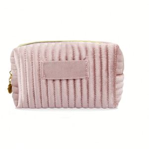 Women's Large Capacity Velvet Octagon Makeup Bag Zipper Soft Handle Travel for Storage Pouch Stone Pattern Cosmetic Bags - Product Image 1