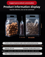 Bolsa de fondo plano transparente al por mayor, bolsa de plástico Ziplock para embalaje de alimentos con asa, bolsa de Mylar reutilizable y resellable