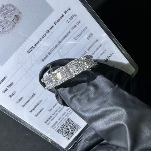 Bague Hiphop en or blanc sertie de diamants, plaquée rhodium, diamants de laboratoire taille baguette certifiés GIC, unisexe, pour usage quotidien - Product Image 6