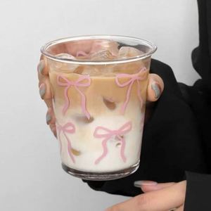 Vaso de Vidrio de Alta Calidad con Lazo Rosa, 350 ml, Ecológico, para Oficina, Reutilizable, Portátil, Gran Capacidad, Color Personalizable - Product Image 3