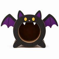 Tunnel pour chat en carton ondulé en forme de chauve-souris avec ailes et quatre pieds, griffoir pour chat, tunnel de jeu pour chat d'intérieur