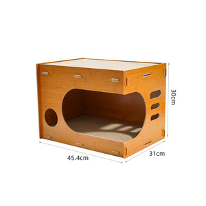 Nueva Cama para Gatos de Madera Maciza con Casa para Gatos Desmontable, Uso en Todas las Estaciones, Reemplazo de Papel Corrugado, Ventilada y Transpirable - Product Image 6