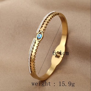 Bracelet de luxe de haute qualité en or, argent et diamant bleu, motif œil turc, en acier titane et zircon, pour femmes et jeunes filles - Product Image 3