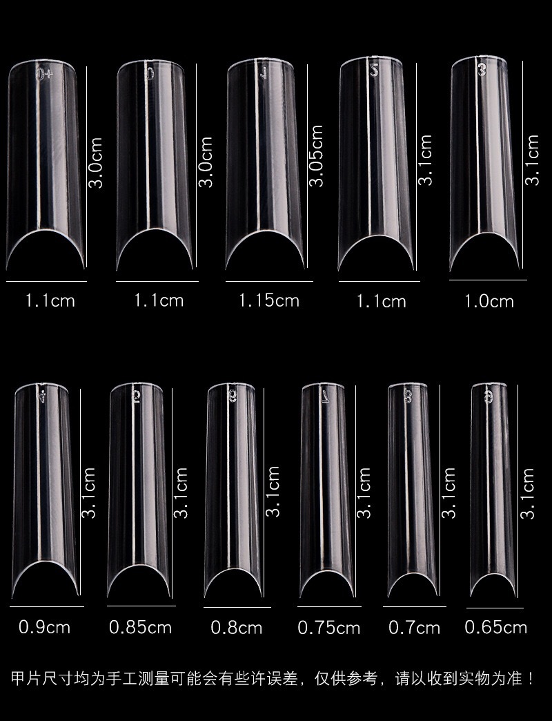 Nail Factory Acrylic Fake Tips XL Square Straight C Curve Nail Tips 550 PCS