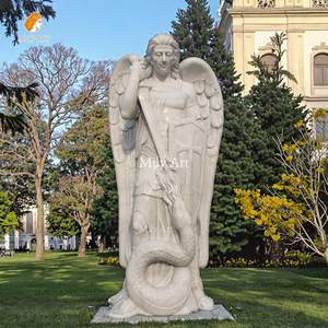 Mily Tôn Giáo phong cách cuộc sống kích thước bằng đá cẩm thạch trắng Archangel tượng đá cẩm thạch Saint Michael điêu khắc để bán - Product Image 1