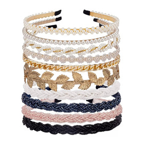 Bandeaux en perles personnalisés, bandeaux en perles, bandeaux en métal, accessoires pour <span class=keywords><strong>cheveux</strong></span> antidérapants pour femmes et filles, lot de 10 - Product Image 1