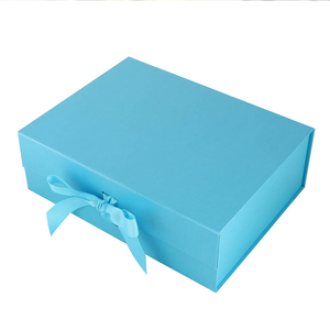 <strong>Custom</strong> Logo Rigid <strong>Cardboard</strong> Packaging Magnetic Lid Closure Blue Paper Gift <strong>Box</strong> With Ribbon - Product Image 6