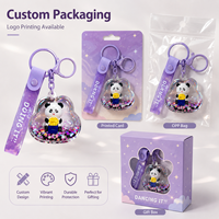 Schattig cartoon sleutelhanger met olieachtige vloeistof, acryl, hangende ornament, tasdecoratie, autoaccessoire, party-favour