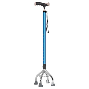 Telescopic <b>Walking</b> <b>Stick</b> For Elderly Lightweight Aluminum Alloy Adjustable With Electroplated Four Legged Design - Product Image 2