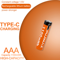 Fujimax baterai isi ulang Ion Lithium, mainan listrik dengan jam Alarm daur ulang Port USB tipe-c AAA performa tinggi