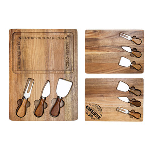 Acacia <b>Wood</b> Cheese Board Set With Stainless Steel Tools Multifunctional Kitchen Serving Tray For Cheese And Dessert - Product Image 4