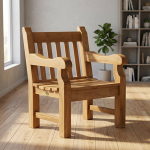 Fauteuil de salle à manger d'extérieur en teck massif, design moderne, durable, imperméable, écologique, avec pieds Saber, pour jardin, patio, hôtel, restaurant - Product Image 2