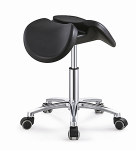 Silla giratoria ajustable, silla de metal con diseño de sillín para barra de belleza dental, laboratorio u oficina - Product Image 1