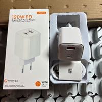 Cargador Rápido USB Tipo C de 120W con Enchufe Europeo, Cargador de Pared USB-C PD con Carga Rápida GaN, Cargador Rápido Tipo C para Teléfono Móvil, Adaptador de Viaje