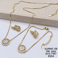 Ensemble de bijoux pour femmes XUPING, tendance, plaqué or 14 carats, collier, bracelet, boucles d'oreilles, CZ synthétique, ensemble de bijoux pour femmes