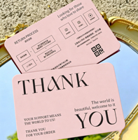 Cartes de remerciement personnalisées pour marque de bijoux avec reliure parfaite et impression numérique sur carton duplex, pelliculage pour emballage cadeau événementiel