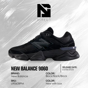 New Balance 9060 Triple Black Suede, baskets d'entraînement originales de créateur, chaussures décontractées de luxe - Product Image 6