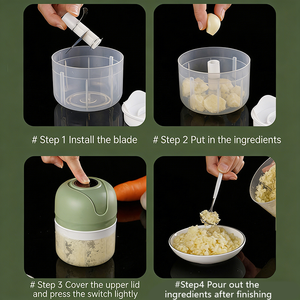 Mini Picadora Eléctrica de Ajo de 250 ml, 3 <span class=keywords><strong>y</strong></span> 6 Cuchillas, Recargable por USB, Trituradora de Ajo, Picadora de Jengibre <span class=keywords><strong>y</strong></span> Carne, Procesador de Alimentos - Product Image 3