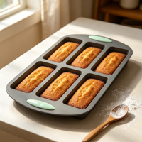Moule à pâtisserie en silicone rectangulaire à 6 cavités, antiadhésif, plateau à gâteau Financier avec poignée pour la cuisson au four