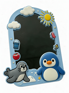 Miroir bébé encadré en silicone souple motif pingouin mignon, design côtier, réflexion claire, décoration murale, design personnalisé - Product Image 2