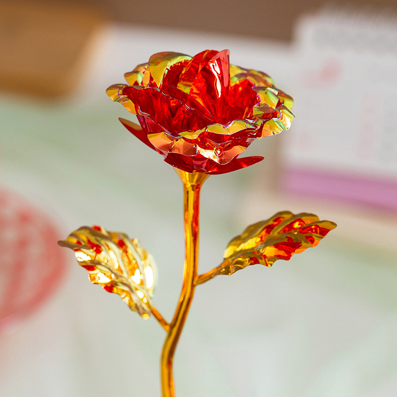 Fleur colorée dorée de 18 cm, fleur rouge