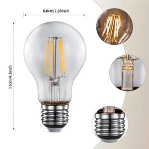 Ampoule LED à filament A60 8W avec culot E27, couvercle en verre, certifiée CE, Ra80, haute efficacité, blanc chaud 2700K, pour éclairage résidentiel - Product Image 4