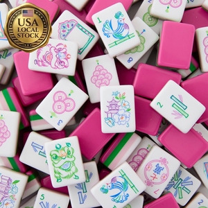 En stock, al por mayor, juego de viaje de 160 fichas de Mahjong de lujo de acrílico grabado de 4 capas, nuevo, estilo americano. - Product Image 6