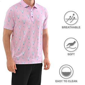 Camiseta Deportiva de Golf Floral Personalizada de Alta Calidad ODM para Hombre, de Nailon, de Secado Rápido, Manga Corta, con Bordado y Logotipo Personalizado Impreso - Product Image 2