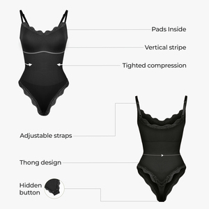 Waistdear Wholesale Plus Size Lace <strong>Bodysuit</strong> Women Thong Shapewear Tummy Control Removable Cup Pads Private Label Supplier - Product Image 4