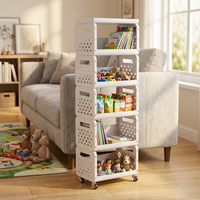 Étagère de rangement pour légumes à 5 niveaux, rectangulaire, mobile, avec roulettes, accessoires de cuisine, étagère à épices