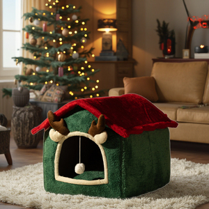 Lit de chat pliable en gros d'usine pour <span class=keywords><strong>la</strong></span> maison de cube de chat d'intérieur et est livré avec un coussin et un jouet de boule de fourrure pour lit de chat multi-petits animaux de compagnie - Product Image 1
