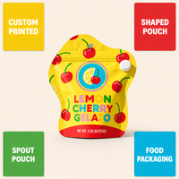 Pochette et pochette à bec verseur personnalisées imprimées, emballage alimentaire de 3,5 g/0,125 oz pour les marques de gelato et de snacks, emballage cadeau pour la vente au détail