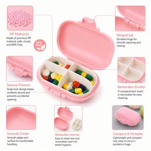 Pastillero de Viaje, Organizador de Medicamentos, Mini Caja de Almacenamiento con Logotipo Personalizado, 7 Colores, Tipo Concha, Portátil, Venta al Por Mayor, Regalo - Product Image 4