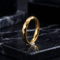 Bague de mariage en acier inoxydable or rose 4 mm à facettes géométriques, finition miroir haute brillance, ajustement confortable, marques de mode, vente en gros