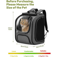 Sac à dos de transport pour chat, grand espace, bulle respirante, ombragé, design ergonomique 3D, fenêtres transparentes, rembourrage doux, voyage, randonnée