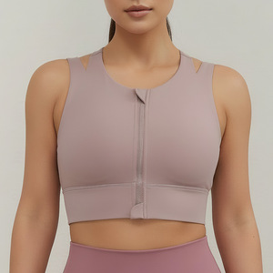 Reggiseno Sportivo da Donna Taglie Forti con Zip Frontale - S-5XL, Supporto Elevato con Imbottiture Monopezzo, in Spandex/Nylon, Schiena Modellata, per Corsa, Yoga, <span class=keywords><strong>Palestra</strong></span> - Product Image 4