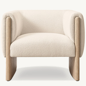 Fauteuil <span class=keywords><strong>de</strong></span> salon Rhoohill <span class=keywords><strong>de</strong></span> style américain moderne et luxueux, fauteuil individuel en chêne blanc, fauteuil lounge avec structure en bois massif - Product Image 4