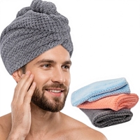 Serviette à cheveux en microfibre FREATECH, texture gaufrée, lot de 3, turban de séchage super doux et absorbant, 3 boutons, pour adultes, voyage, cheveux longs
