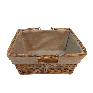 Handmade Wood Chip Storage Basket For Household Woven Wood Chip Picnic Basket Food Hamper Basket - Product Image 2
