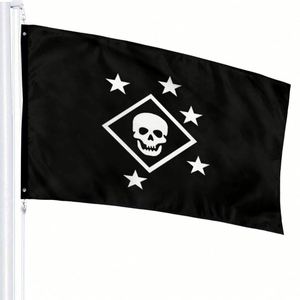 Vibrant Colors and UV Fade Resistance White and Black Marine Raiders <b>Flag</b> for Outdoor Indoor Decoration - Product Image 2