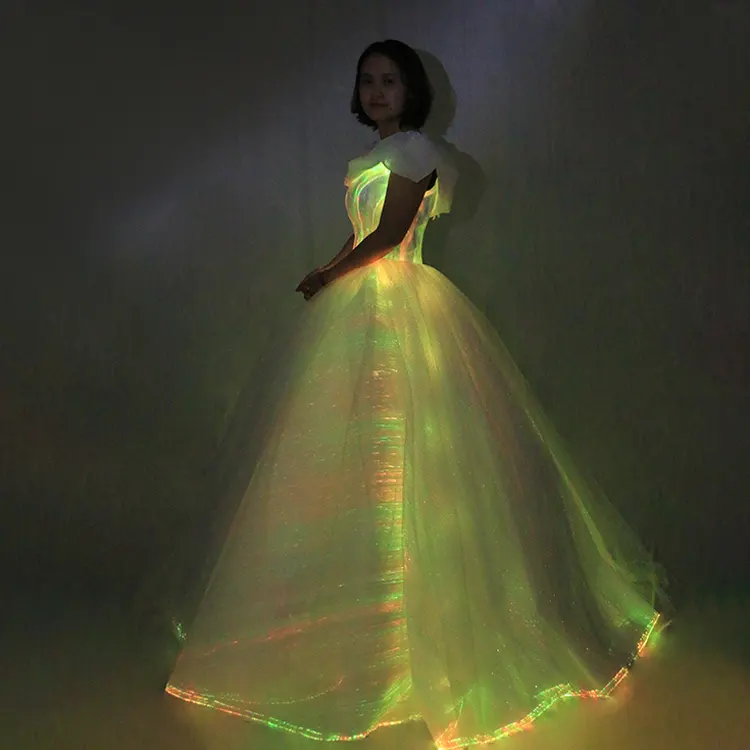 RGB light up fiber optic dancing costume dresses