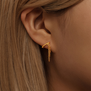 Pendientes de Plata de Ley 925 con Circonitas, Diseño de Doble Cadena y Borlas, para Mujer - Product Image 4